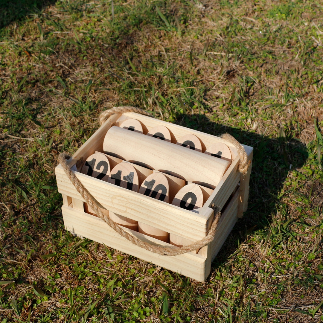 Molkky Wooden Pin & Skittles Game Outdoor Fun For Beach Park